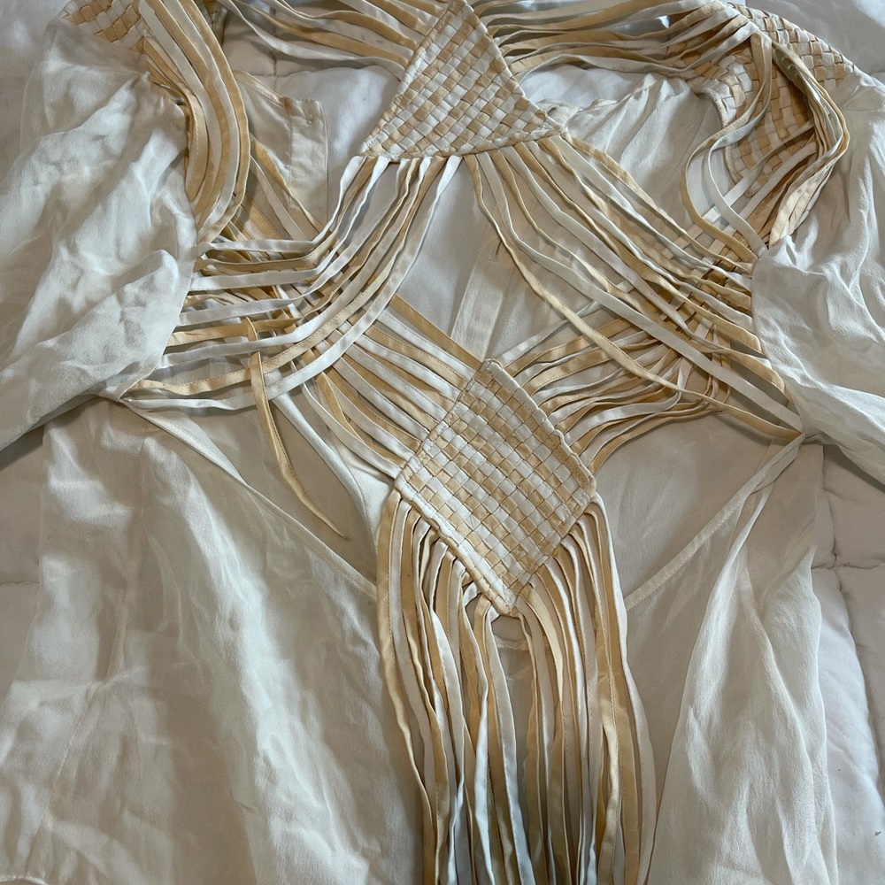 Festival Vintage braided white button up